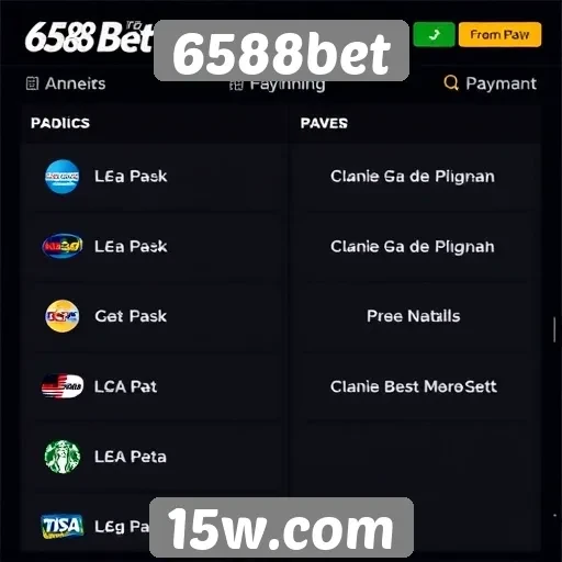 Opcões de pagamento disponíveis no 6588bet